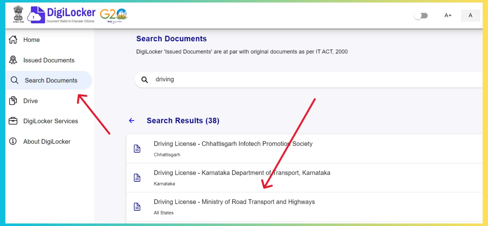 Driving Licence Download by DigiLocker