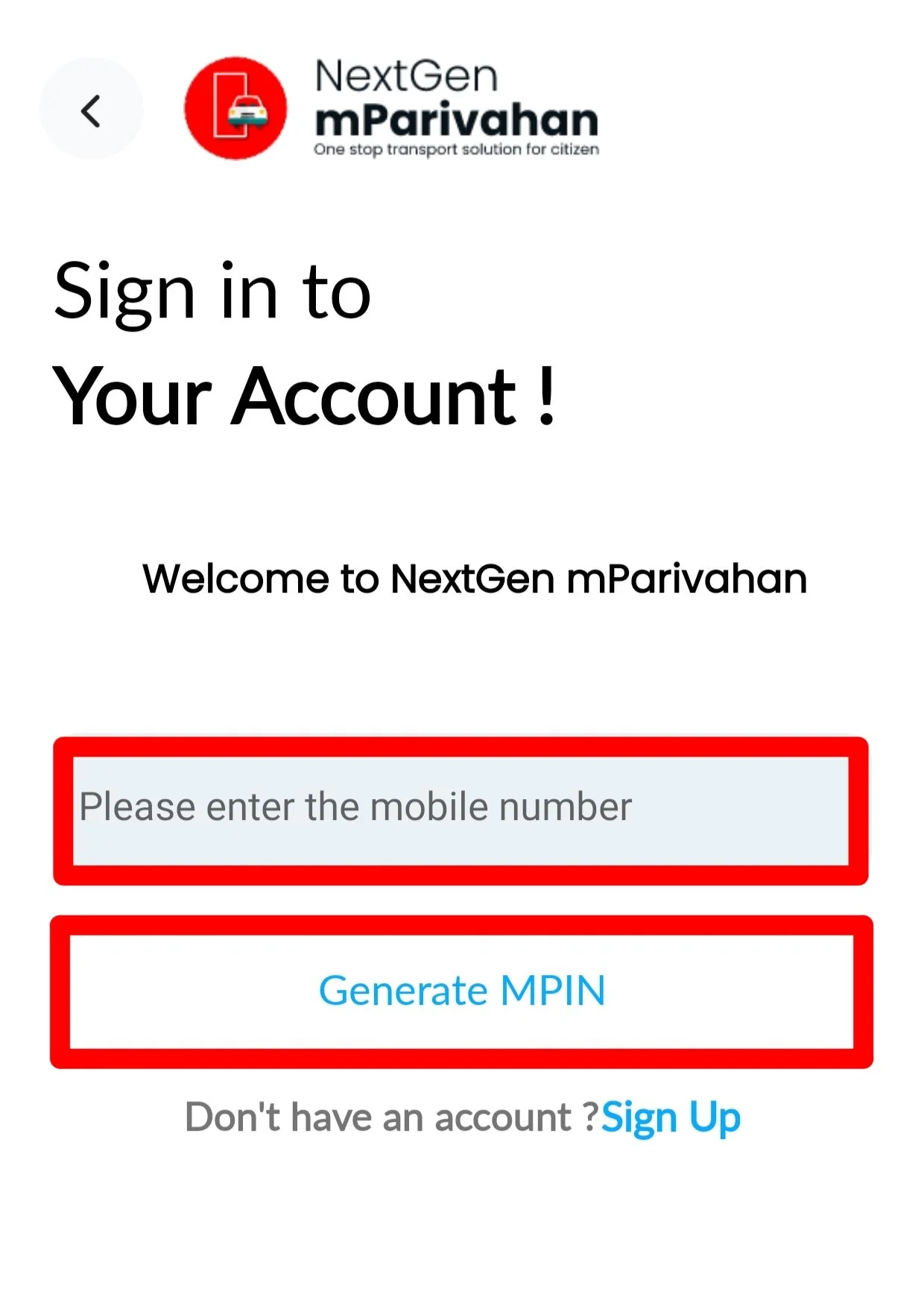 mParivahan app login
