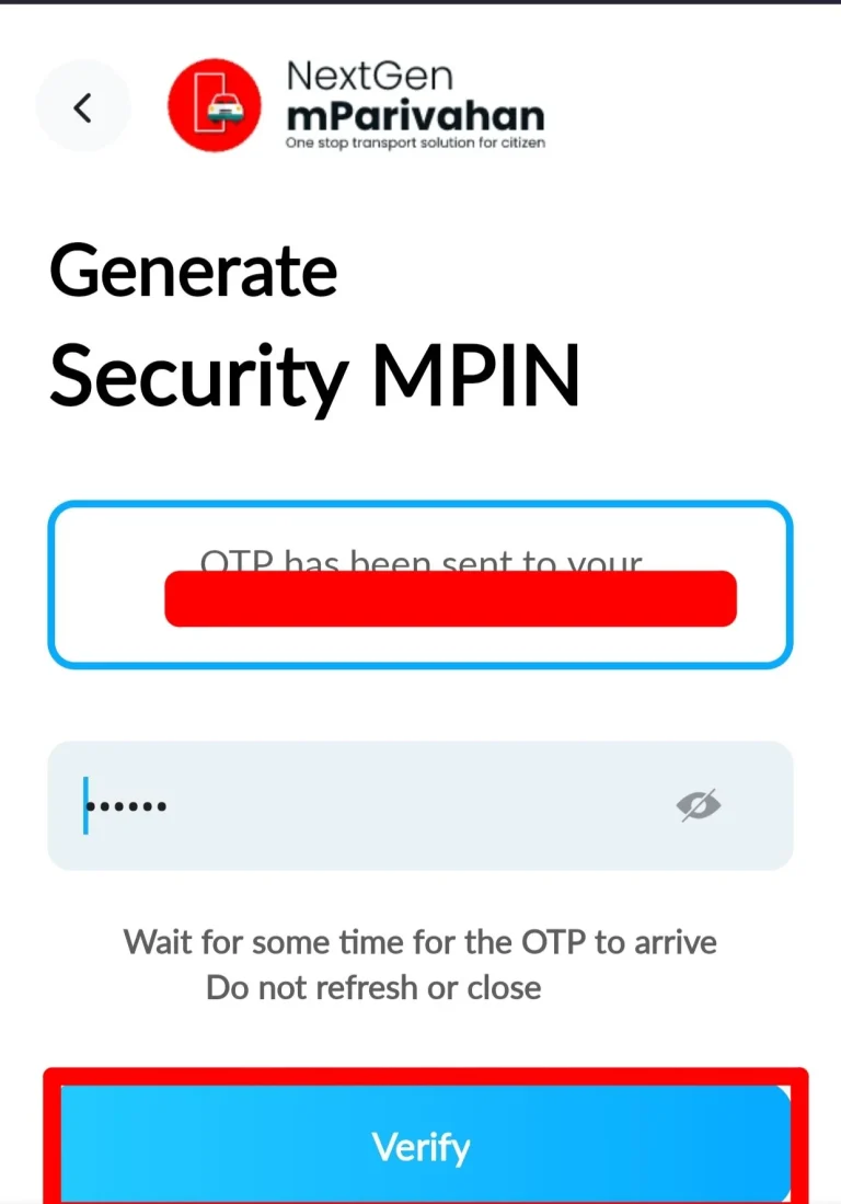 mParivahan Generate MPIN