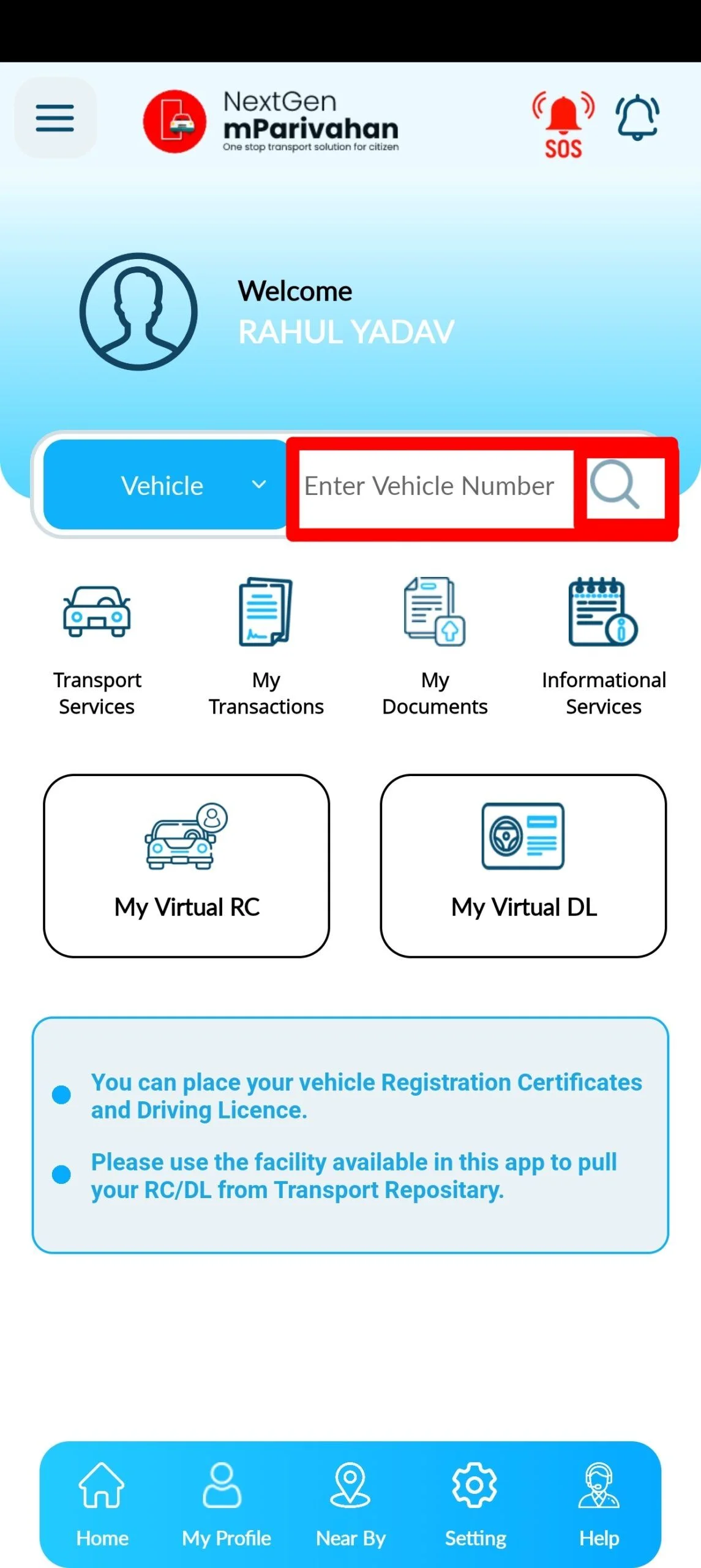 mParivahan on Vehicle Details